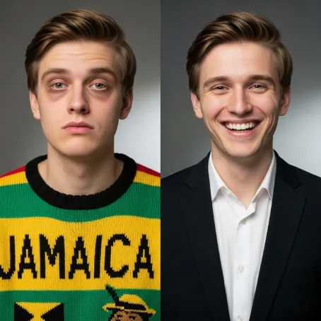 Bild von Kiffer, vor und nach der Beendigung der Sucht